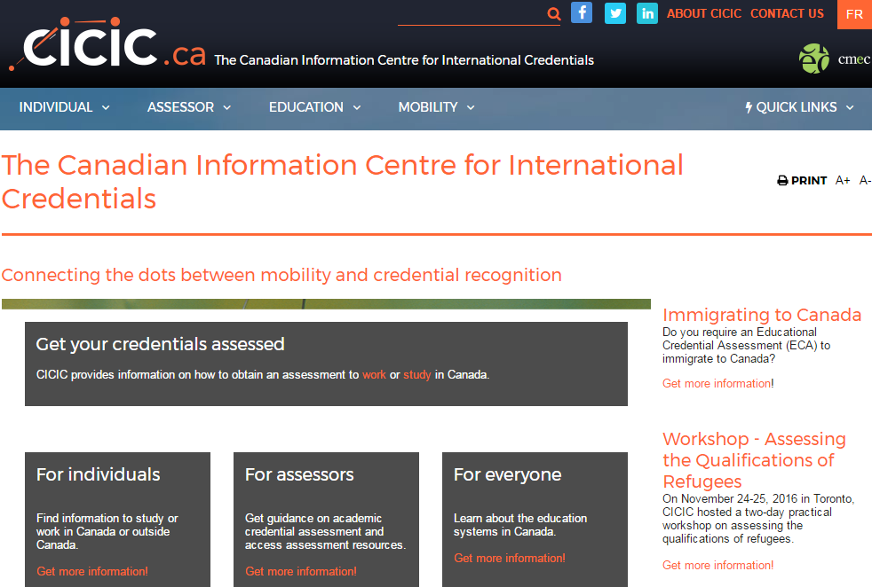 加拿大国际资历认证信息中心