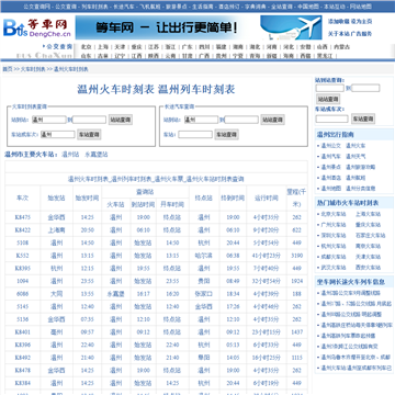等车网温州火车时刻表